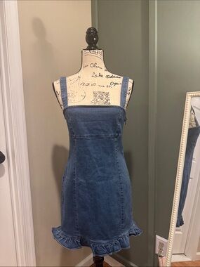Forever 21 Denim Ruffle w/ Adjustable Strap Dress NWT